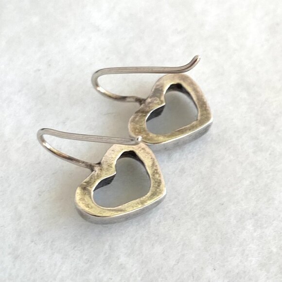 Sterling Silver 925 0.75" Simplistic Open Heart Dangle Earrings - Picture 5 of 16